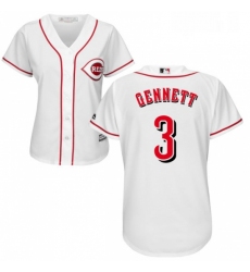 Womens Majestic Cincinnati Reds 3 Scooter Gennett Authentic White MLB Jersey 