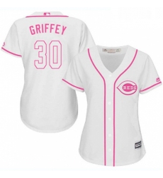 Womens Majestic Cincinnati Reds 30 Ken Griffey Replica White Fashion Cool Base MLB Jersey