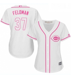 Womens Majestic Cincinnati Reds 37 Scott Feldman Authentic White Fashion Cool Base MLB Jersey