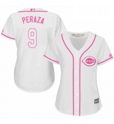 Womens Majestic Cincinnati Reds 9 Jose Peraza Replica White Fashion Cool Base MLB Jersey 