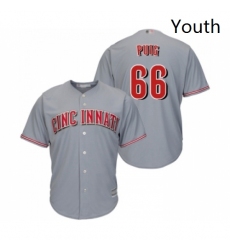 Youth Cincinnati Reds 66 Yasiel Puig Replica Grey Road Cool Base Baseball Jersey 