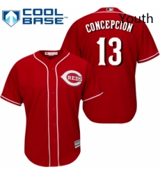 Youth Majestic Cincinnati Reds 13 Dave Concepcion Replica Red Alternate Cool Base MLB Jersey