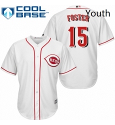 Youth Majestic Cincinnati Reds 15 George Foster Replica White Home Cool Base MLB Jersey 