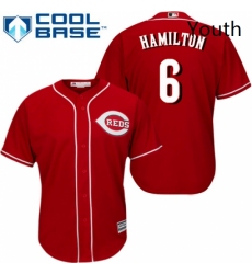 Youth Majestic Cincinnati Reds 6 Billy Hamilton Authentic Red Alternate Cool Base MLB Jersey
