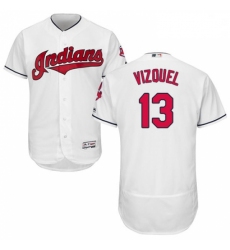 Mens Majestic Cleveland Indians 13 Omar Vizquel White Home Flex Base Authentic Collection MLB Jersey