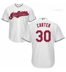 Mens Majestic Cleveland Indians 30 Joe Carter Replica White Home Cool Base MLB Jersey