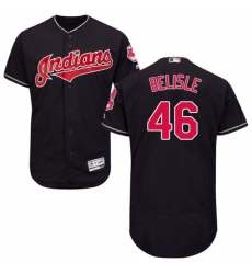 Mens Majestic Cleveland Indians 46 Matt Belisle Navy Blue Alternate Flex Base Authentic Collection MLB Jersey