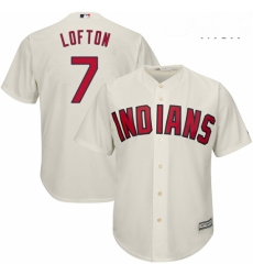 Mens Majestic Cleveland Indians 7 Kenny Lofton Replica Cream Alternate 2 Cool Base MLB Jersey
