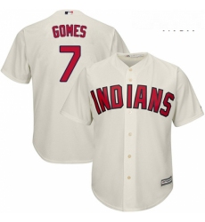 Mens Majestic Cleveland Indians 7 Yan Gomes Replica Cream Alternate 2 Cool Base MLB Jersey