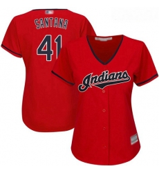 Indians #41 Carlos Santana Red Alternate Women Stitched Baseball Jersey