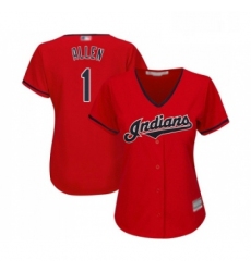 Womens Cleveland Indians 1 Greg Allen Replica Scarlet Alternate 2 Cool Base Baseball Jersey 