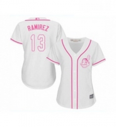 Womens Cleveland Indians 13 Hanley Ramirez Replica White Fashion Cool Base Baseball Jersey 