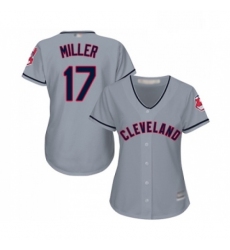 Womens Cleveland Indians 17 Brad Miller Replica Grey Road Cool Base Baseball Jersey 