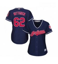 Womens Cleveland Indians 62 Nick Wittgren Replica Navy Blue Alternate 1 Cool Base Baseball Jersey 