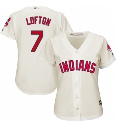 Womens Majestic Cleveland Indians 7 Kenny Lofton Authentic Cream Alternate 2 Cool Base MLB Jersey