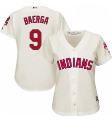 Womens Majestic Cleveland Indians 9 Carlos Baerga Replica Cream Alternate 2 Cool Base MLB Jersey 