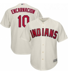 Youth Majestic Cleveland Indians 10 Edwin Encarnacion Authentic Cream Alternate 2 Cool Base MLB Jersey