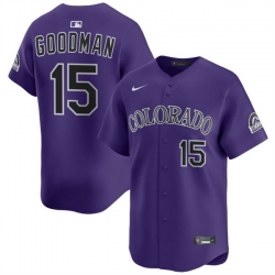 Men Colorado Rockies 15 Hunter Goodman Purple Limited Stitched Baseball Jersey