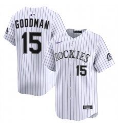 Men Colorado Rockies 15 Hunter Goodman White Home Limited Stitched Baseball Jersey Men Colorado Rockies 15 Hunter Goodman White Home Limited Stitched Baseball Jersey