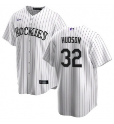 Men Colorado Rockies 32 Dakota Hudson White Cool Base Stitched Baseball Jersey