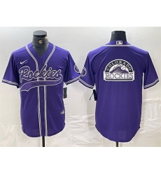 Men Colorado Rockies Purple Team Big Logo Cool Base Stitched Baseball Jersey