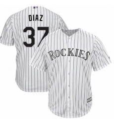 Men Nike Colorado Rockies 37 Jairo Diaz White Flex Base MLB Jersey