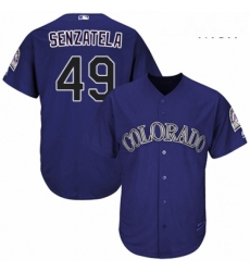 Mens Majestic Colorado Rockies 49 Antonio Senzatela Replica Purple Alternate 1 Cool Base MLB Jersey 