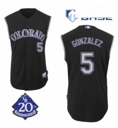 Mens Majestic Colorado Rockies 5 Carlos Gonzalez Authentic Black Vest Style MLB Jersey