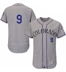 Mens Majestic Colorado Rockies 9 DJ LeMahieu Grey Road Flex Base Authentic Collection MLB Jersey