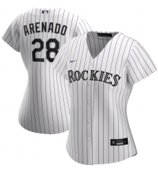 Colorado Rockies 28 Nolan Arenado Nike Women Home 2020 MLB Player Jersey White