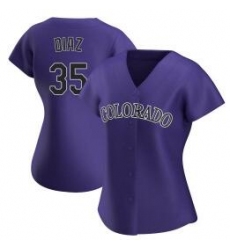 Women Nike Colorado Rockies 35 Elias Diaz Purple Cool Base MLB Jersey