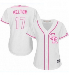 Womens Majestic Colorado Rockies 17 Todd Helton Authentic White Fashion Cool Base MLB Jersey