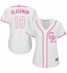 Womens Majestic Colorado Rockies 19 Charlie Blackmon Replica White Fashion Cool Base MLB Jersey