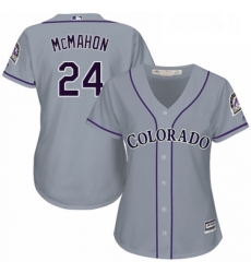 Womens Majestic Colorado Rockies 24 Ryan McMahon Replica Grey Road Cool Base MLB Jersey 