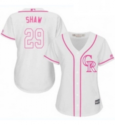 Womens Majestic Colorado Rockies 29 Bryan Shaw Replica White Fashion Cool Base MLB Jersey 