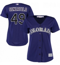 Womens Majestic Colorado Rockies 49 Antonio Senzatela Replica Purple Alternate 1 Cool Base MLB Jersey 