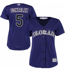 Womens Majestic Colorado Rockies 5 Carlos Gonzalez Replica Purple Alternate 1 Cool Base MLB Jersey