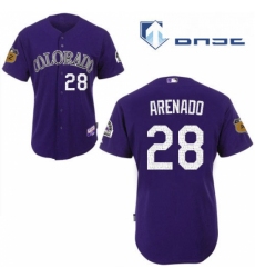 Youth Majestic Colorado Rockies 28 Nolan Arenado Authentic Purple 2017 Spring Training Cool Base MLB Jersey