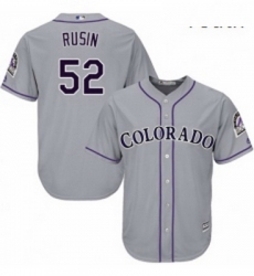 Youth Majestic Colorado Rockies 52 Chris Rusin Replica Grey Road Cool Base MLB Jersey 