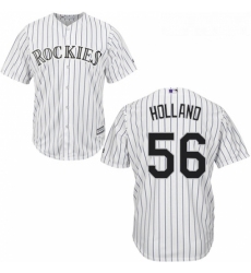 Youth Majestic Colorado Rockies 56 Greg Holland Replica White Home Cool Base MLB Jersey 