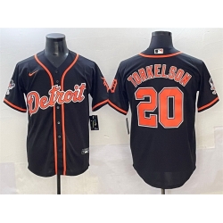 Men Detroit Tigers 20 Spencer Torkelson Black With Patch Cool Base Stitched Baseball Jersey