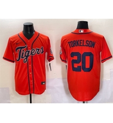 Men Detroit Tigers 20 Spencer Torkelson Orange With Patch Cool Base Stitched Baseball Jersey Men Detroit Tigers 20 Spencer Torkelson Orange With Patch Cool Base Stitched Baseball Jersey