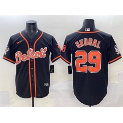 Men Detroit Tigers 29 Tarik Skubal Black With Patch Cool Base Stitched Baseball Jersey