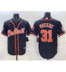 Men Detroit Tigers 31 Riley Greene Black With Patch Cool Base Stitched Baseball Jersey Men Detroit Tigers 31 Riley Greene Black With Patch Cool Base Stitched Baseball Jersey