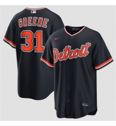 Men Detroit Tigers 31 Riley Greene Navy Alternate Stitched Baseball Jersey Men Detroit Tigers 31 Riley Greene Navy Alternate Stitched Baseball Jersey