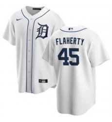Men Detroit Tigers 45 Jack Flaherty White Cool Base Stitched Baseball Jersey