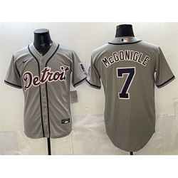 Men Detroit Tigers  7 Kevin McGonigle Grey Cool Base Stitched Baseball Jersey