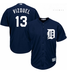 Mens Majestic Detroit Tigers 13 Lance Parrish Replica Navy Blue Alternate Cool Base MLB Jersey