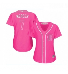 Womens Detroit Tigers 7 Jordy Mercer Replica Pink Fashion Cool Base Baseball Jersey 