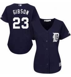 Womens Majestic Detroit Tigers 23 Kirk Gibson Replica Navy Blue Alternate Cool Base MLB Jersey